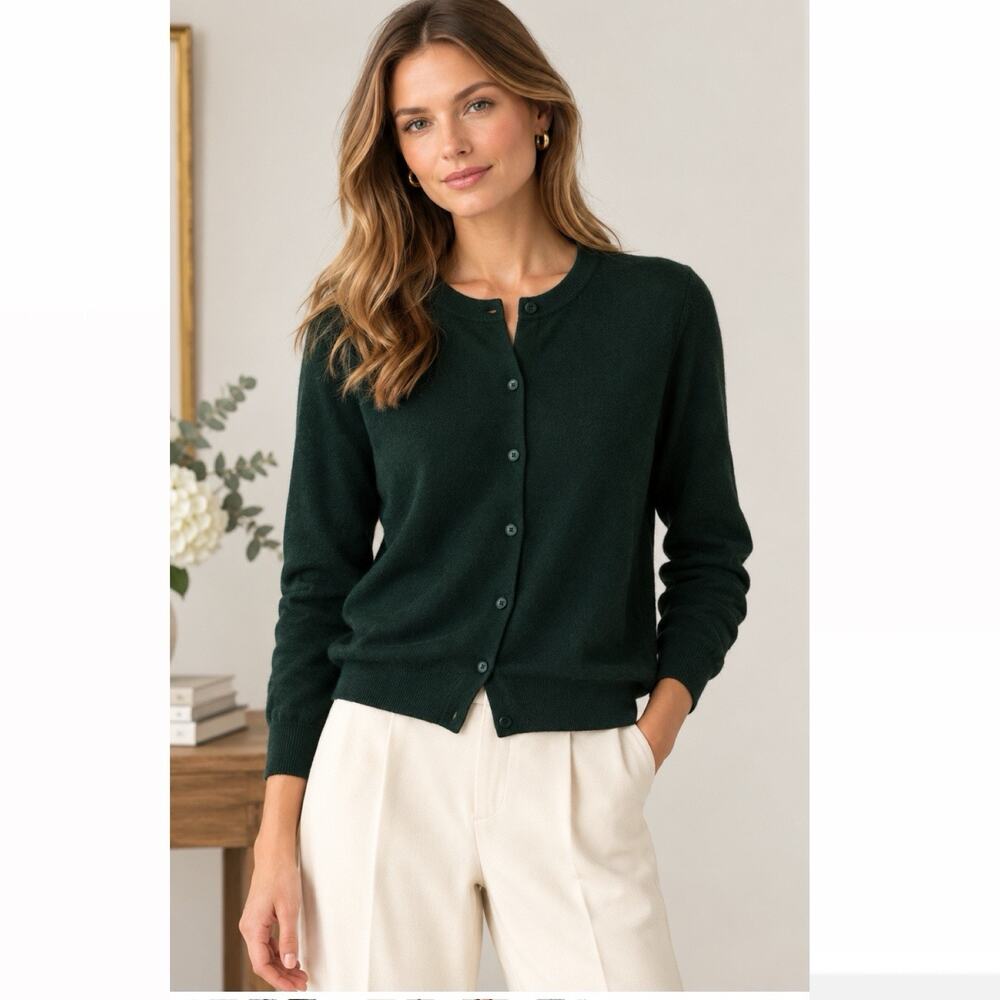 Quills Woollen Market Ireland Merino Wool Cardigan Forest Green Sz Medium